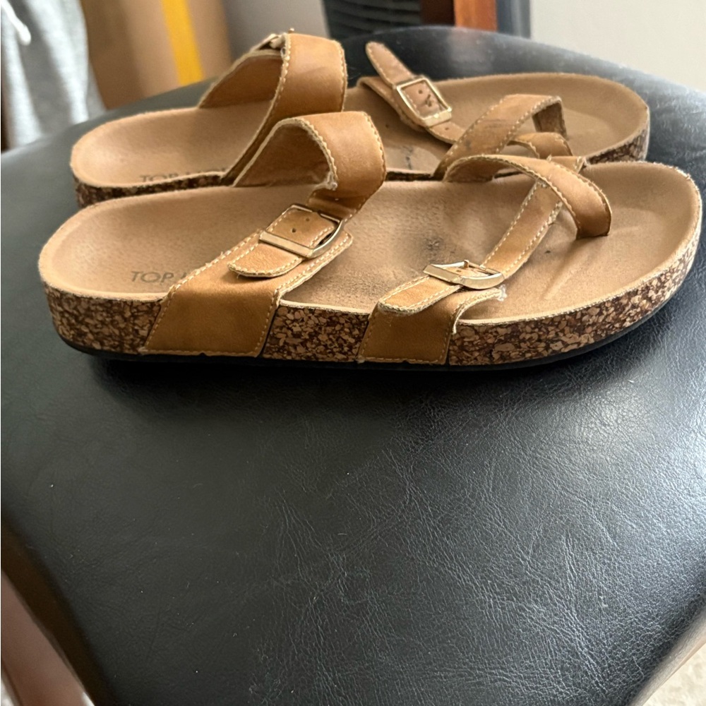 Topshop Tan Sandals with Cork Sole